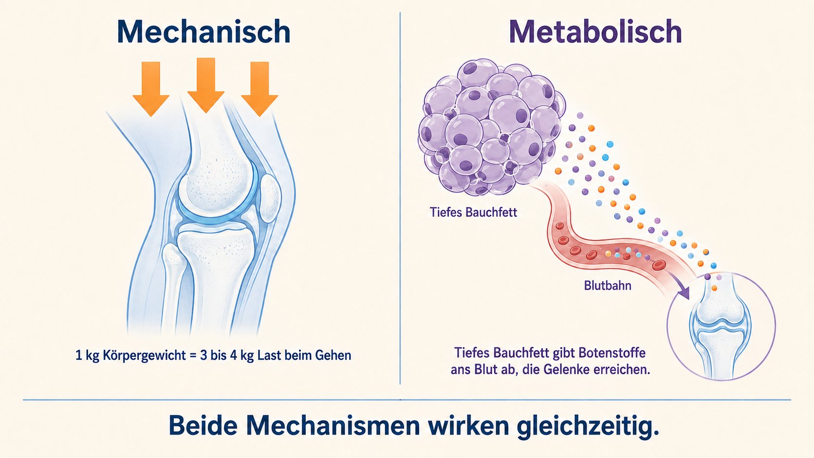 Infografik: Mechanische und metabolische Effekte von Übergewicht auf Gelenke